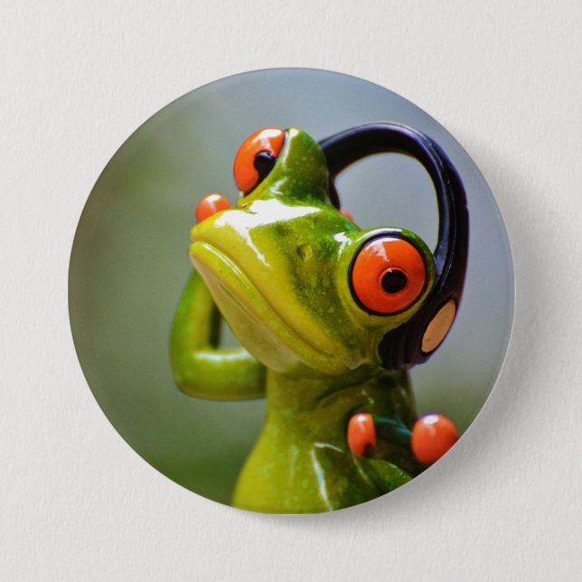 Frog med hörlurar knapp (Framsida)