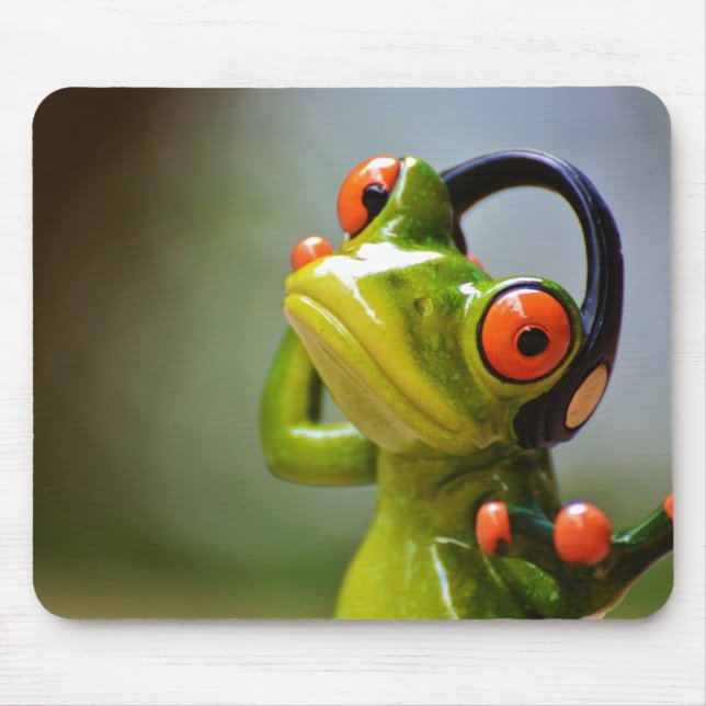 Frog med hörlurar musmatta (Framsidan)