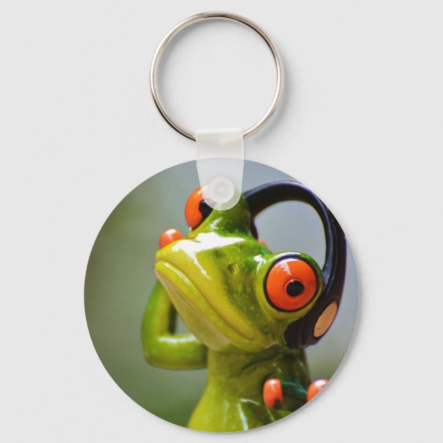 Frog med hörlursknappen Nyckelkedja Nyckelring (Framsida)