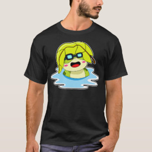 Frog med Löv vid Swimming T Shirt