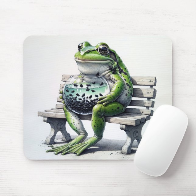 Frog med polywogs i fiskskålen musmatta (Med mus)