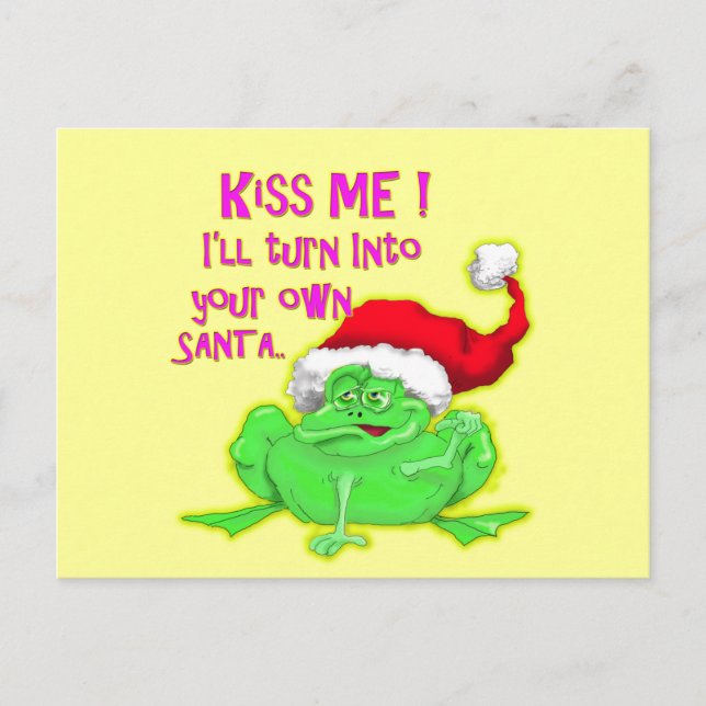 Frog med Santa Funny som säger Helg Vykort (Framsida)