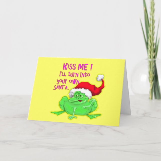 Frog med Santa Funny som säger Helgkort (Framsida)