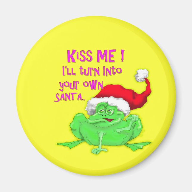 Frog med Santa Funny som säger Magnet (Framsidan)