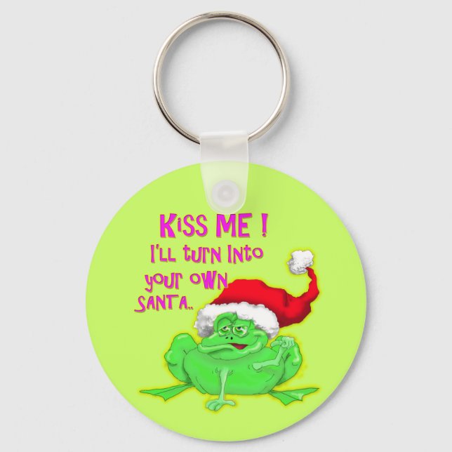 Frog med Santa Funny som säger Nyckelring (Framsida)