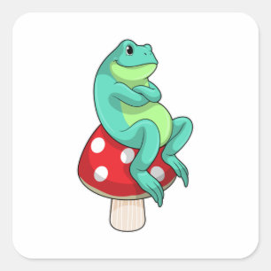 Frog med svamprum fyrkantigt klistermärke