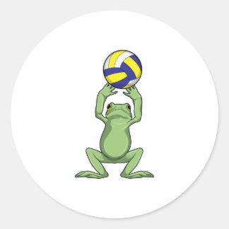 Frog med Volleyball Runt Klistermärke