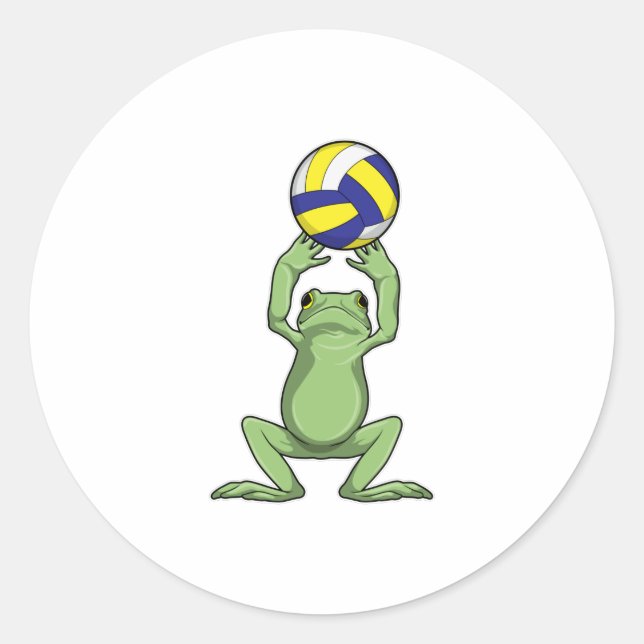 Frog med Volleyball Runt Klistermärke (Framsida)