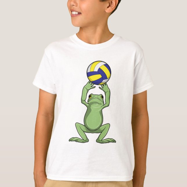 Frog med Volleyball T Shirt (Framsida)
