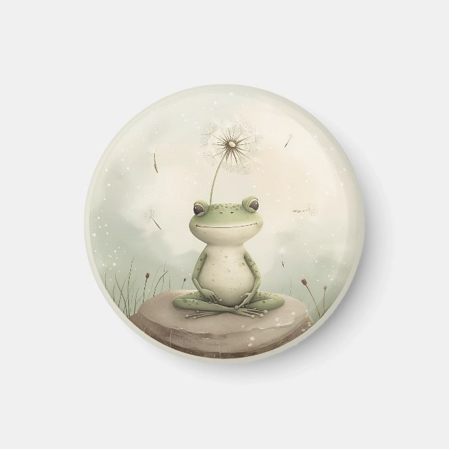Frog meditation dandelion magnet (Framsidan)