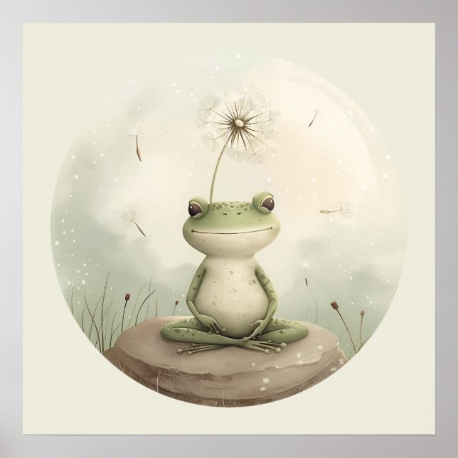 Frog meditation dandelion poster (Framsidan)