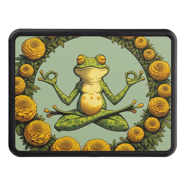 Frog Meditation Froggy Yoga Marigolds Dragkroksskydd (Framsidan)