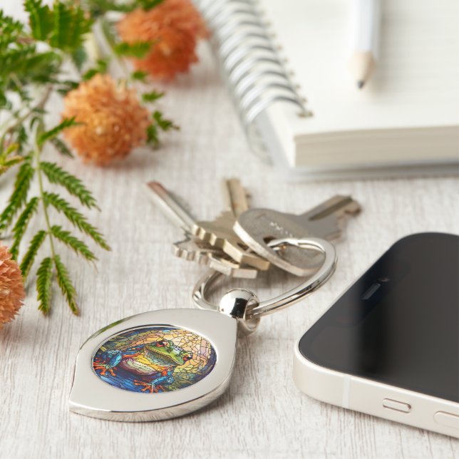 Frog Merchandise Gifts Swirl Silverfärgad Nyckelring (Sidan)