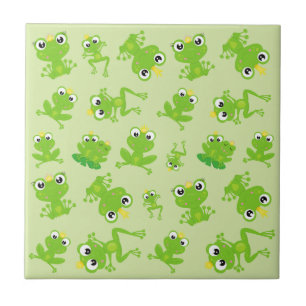 Frog Mönster, Cute Frogs, Grönt Frogs, Frog Prince Kakelplatta
