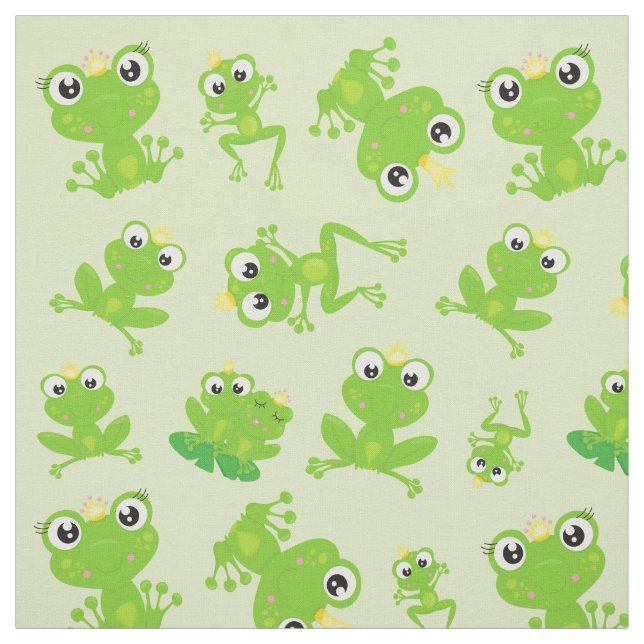 Frog Mönster, Cute Frogs, Grönt Frogs, Frog Prince Tyg (Provkarta)