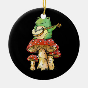 Frog Mushroom Aesthetic Guitar Goblincore Natur Julgransprydnad Keramik