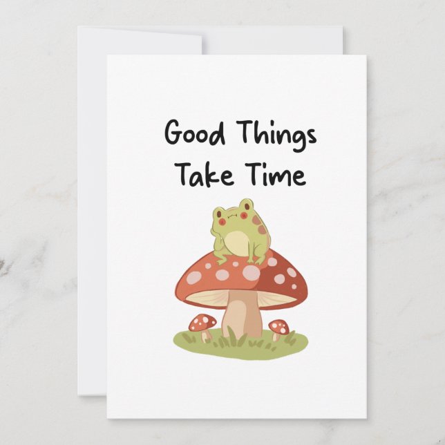 Frog Mushroom - Good Things Take Time Illustration Inbjudningar (Framsida)