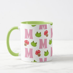 Frog Mushroom Monogram Mönster Mugg