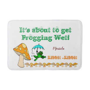Frog Mushroom Ribbit Bathroom Bath Mat Badrumsmatta