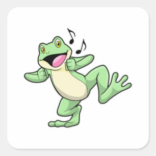 Frog Music Dance Fyrkantigt Klistermärke