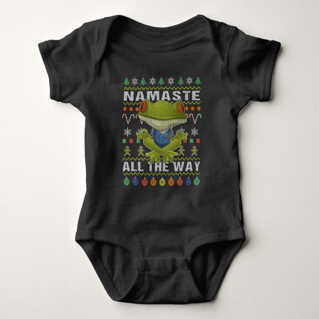 Frog Namaste hela vägen god jul T Shirt (Framsida)