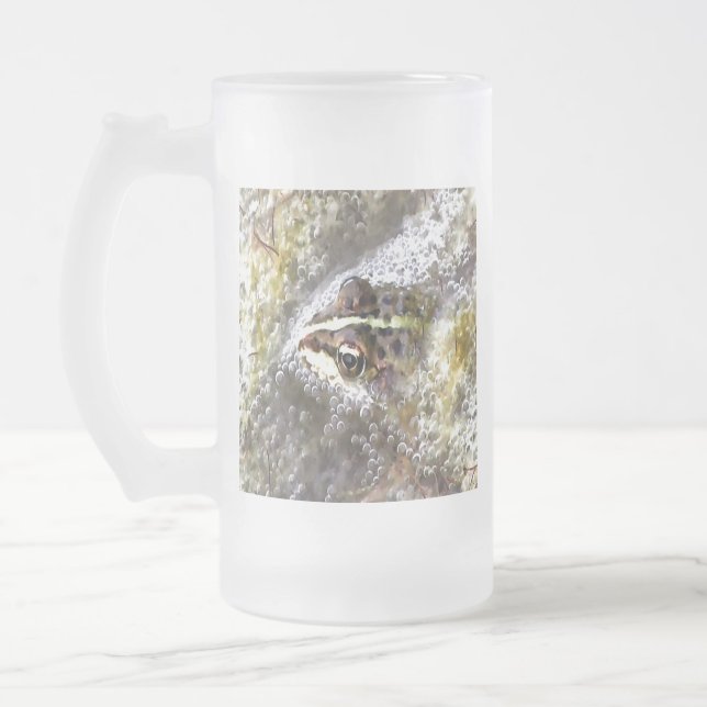 Frog nedsänkt i Vatten Bubbles och Frogspawn Frostat Ölglas (Vänster)