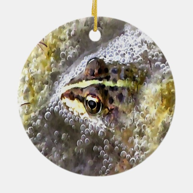 Frog nedsänkt i Vatten Bubbles och Frogspawn Julgransprydnad Keramik (Baksidan)