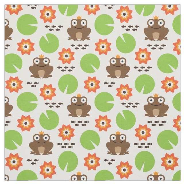 Frog & Nenuphar Seamless Mönster Tyg (Provkarta)