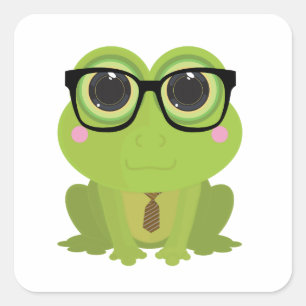 Frog Nerd Fyrkantigt Klistermärke