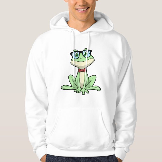 Frog Nerd Student Glass Tie Hoodie (Framsida)