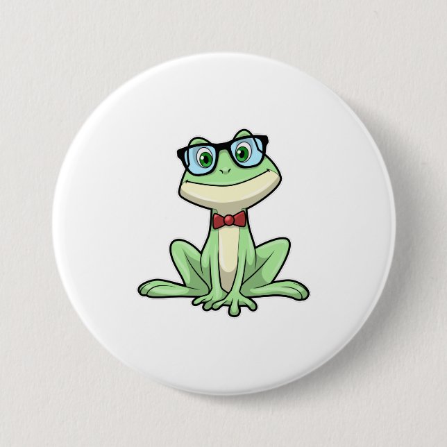 Frog Nerd Student Glass Tie Knapp (Framsida)