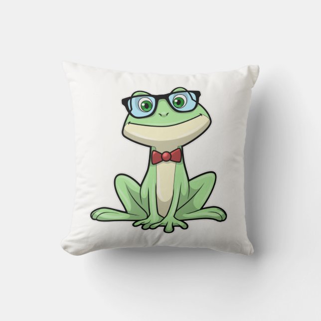 Frog Nerd Student Glass Tie Kudde (Framsida)