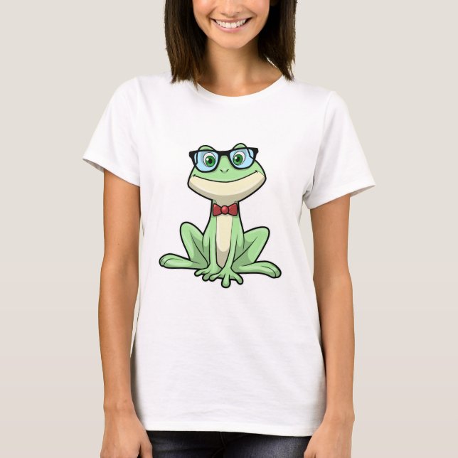 Frog Nerd Student Glass Tie T Shirt (Framsida)