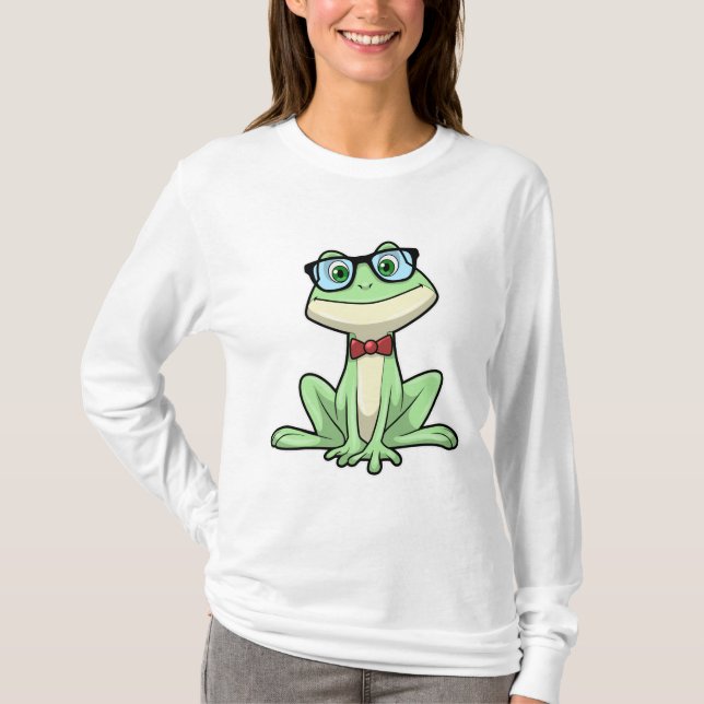 Frog Nerd Student Glass Tie T Shirt (Framsida)