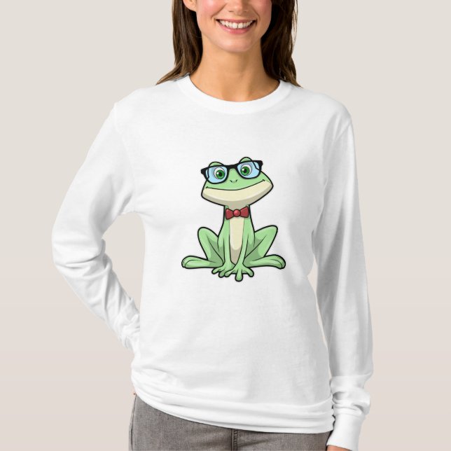 Frog Nerd Student Glass Tie T Shirt (Framsida)