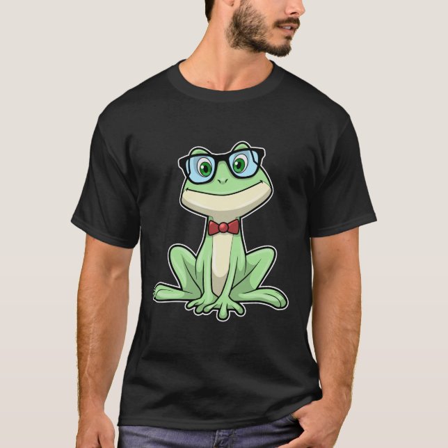 Frog Nerd Student Glass Tie T Shirt (Framsida)