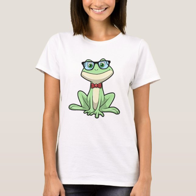Frog Nerd Student Glass Tie T Shirt (Framsida)