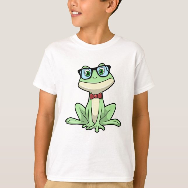 Frog Nerd Student Glass Tie T Shirt (Framsida)