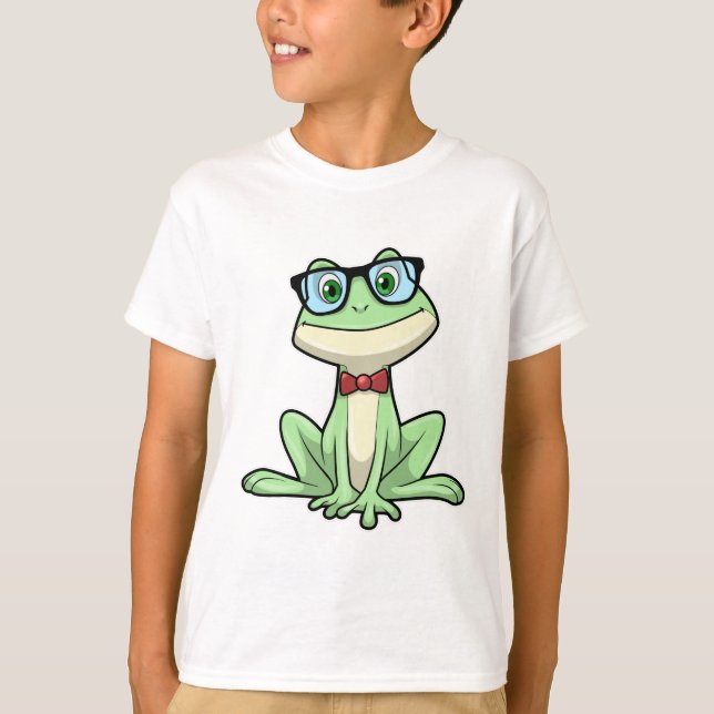 Frog Nerd Student Glass Tie T Shirt (Framsida)