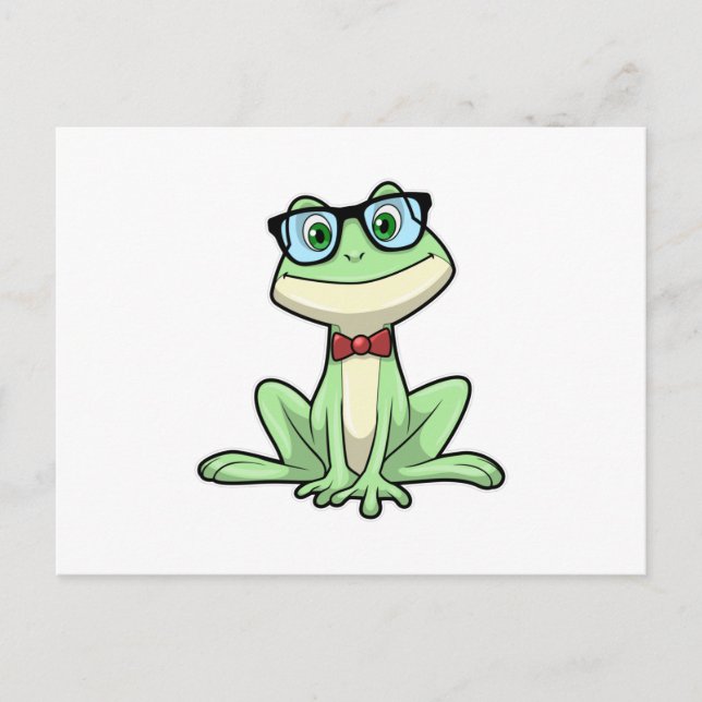 Frog Nerd Student Glass Tie Vykort (Framsida)