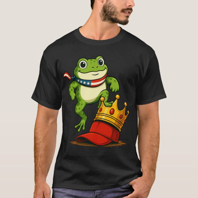 Frog No Kings Men Women No Kings in America T Shirt (Framsida)