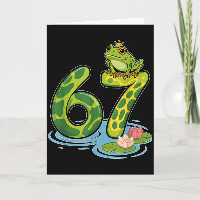 Frog Number 67 Or 67th Birthday Cool Meme Six Seve Kort (Framsida)