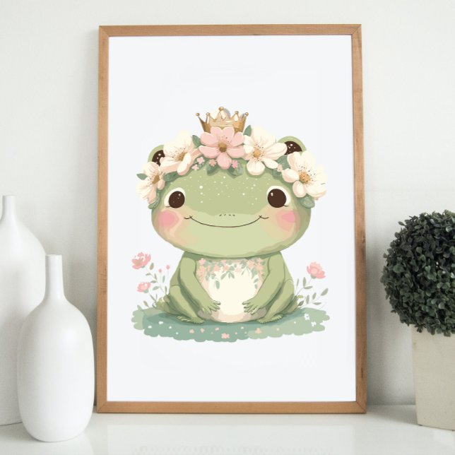 Frog Nursery Decor Cute Baby Boho Poster (frog nursery decor baby boho)