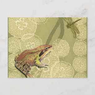 Frog och Dragonfly på Vatten Lilies Vykort