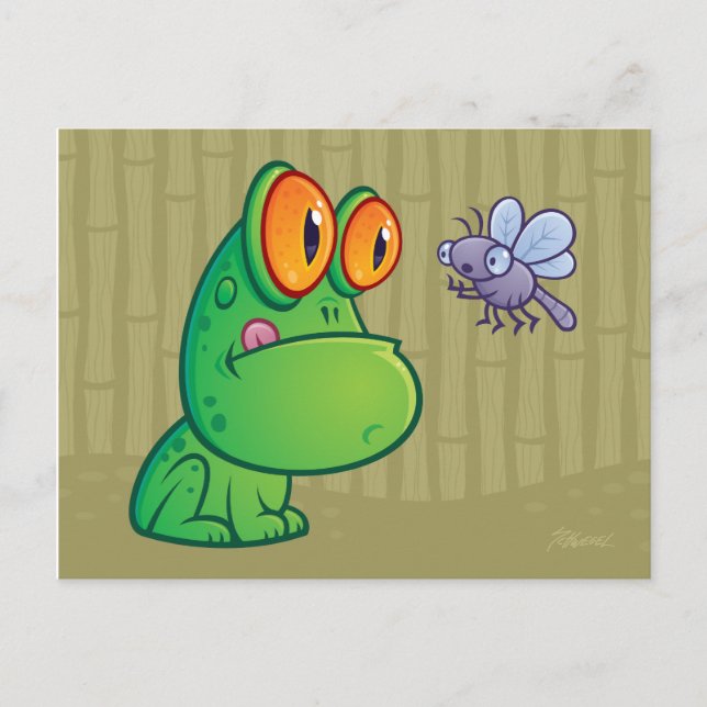 Frog och Dragonfly Vykort (Framsida)