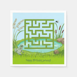 Frog och Fly Maze Birthday Papper Napkins Pappersservett