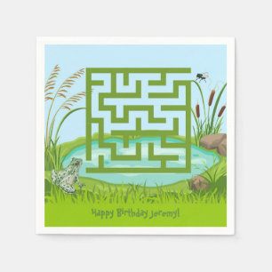 Frog och Fly Maze Birthday Papper Napkins Pappersservett