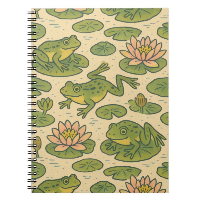 Frog och Lili dynor Waterlilies Frogs Anteckningsbok (Framsidan)