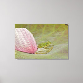 Frog- och lotus-blomblad, China, Canvastryck