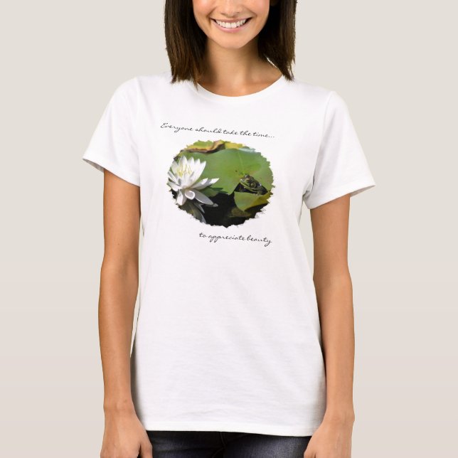 Frog och Lotus Flower-inspirationsoffert T Shirt (Framsida)